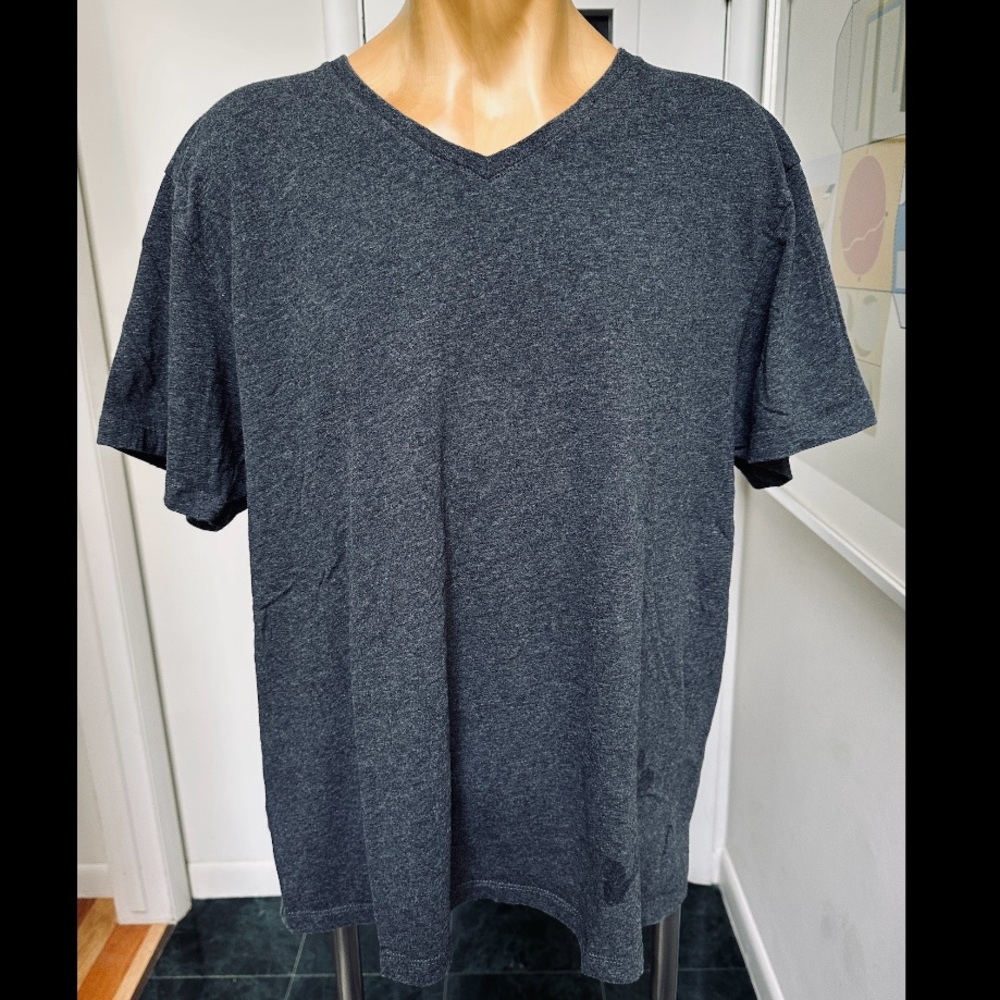 DISNEY PARKS MENS TSHIRT CHARCOAL GRAY V-NECK BLACK MICKEY MOUSE SILHOUETTE XXL